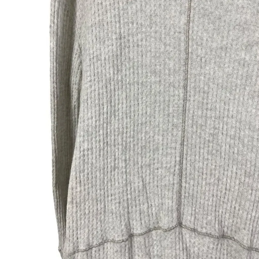 Free People Womens Waffle Knit Longline Knit V-Neck Long Sleeve Top Shirt sz M